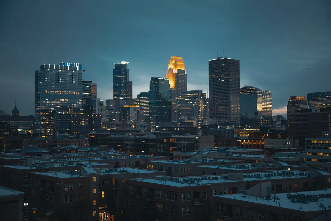 The Minneapolis skyline at dusk